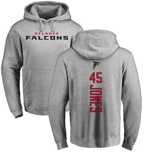 Atlanta Falcons Men Ash Deion Jones Backer NFL Football #45 Pullover Hoodie Sweatshirts->youth nfl jersey->Youth Jersey